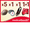 b) 5 semillas + grinder + lanyard + pegatina...